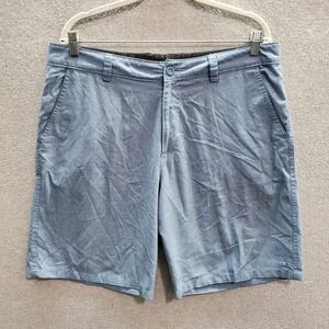 Oneill Men Shorts 36 Blue‎ Chino Straight Striped 9" Inseam Flat Front